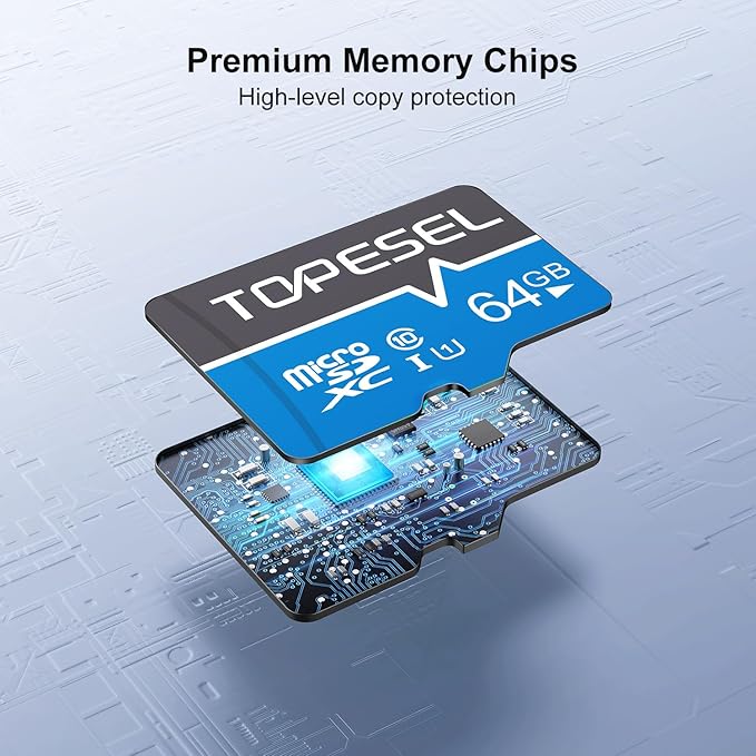 TOPESEL 5-Pack 64GB Micro SD Card Class 10 Micro-SDXC Memory Card UHS-I, High Speed Flash TF Card for Security Camera/Smartphone/Drone/Dash Cam/Tablet/PC, C10, U1, 64GB 5Pack