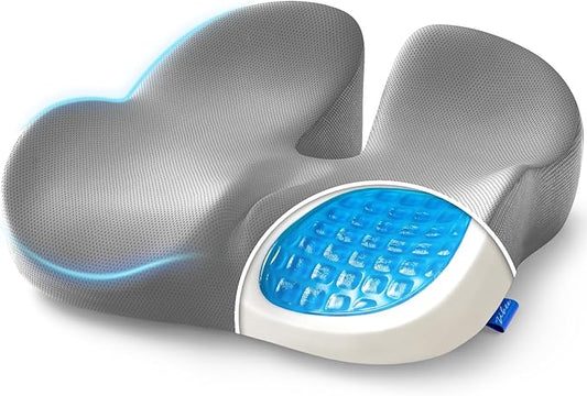 ZIKEE Gel Seat Cushion for Office Chair and Car Seat with Ergonomic Zoning, Memory Foam Chair Cushion for Sciatica, Lower Back, Tailbone Pain Relief and Intimate Ventilation, Non-Slip & Airy Cover