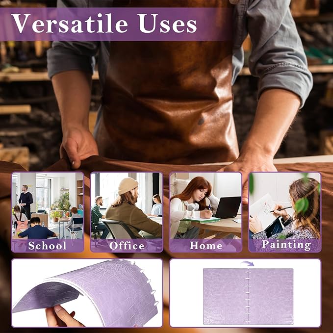 2 Pack PU Leather 5.5x8.5in Discbound Notebook Cover And Disc Set Discbound Planner Cover With 16 Pcs Expansion Discs Junior Size Disc Bound Notebook Accessories(Pink&Purple，No Inner Paper)