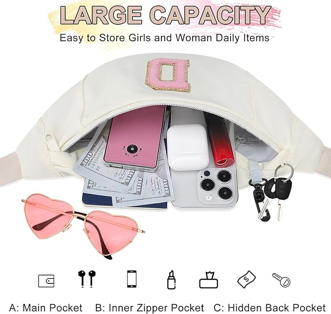 MAXTOP Large Crossbody Fanny Pack with 4-Zipper Pockets,Gifts for Enjoy Sports Festival Workout Traveling Running Casual Hands-Free Wallets Waist Pack Phone Bag Carrying All Phones