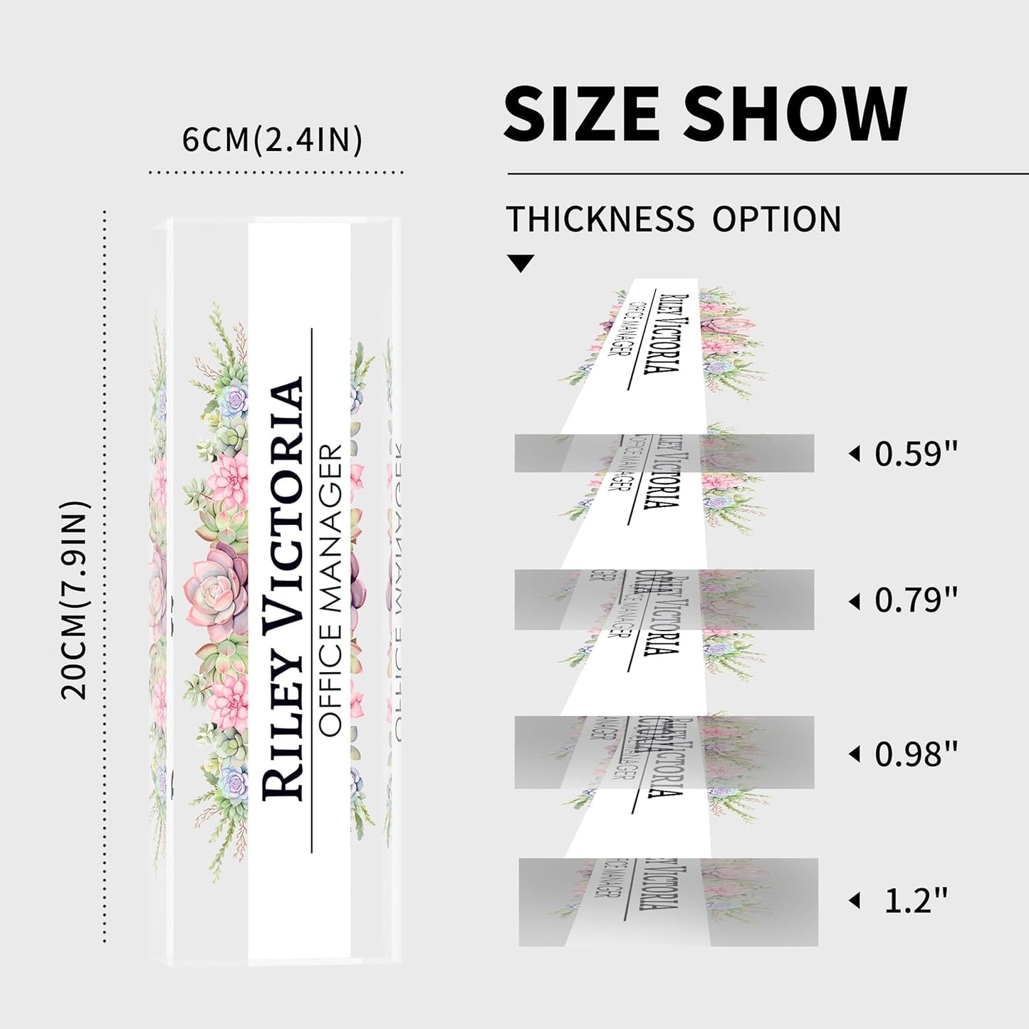 Personalized Name Plate for Desk, Custom Desk Name Plate, Acrylic Name Plate Office Desk Accessories, Personalized Office Gifts for Coworkers Teachers, Employee Appreciation Gifts (A-Victoria)