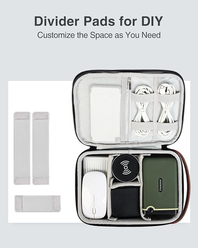 Luxtude Electronics Organizer Travel Case, Tech Organizers Travel Case, Hard Cases for Electronics, Hard Charger Bag, Portable Cable Bag, Travel Essentials for Charger/Mouse/Cash/Card