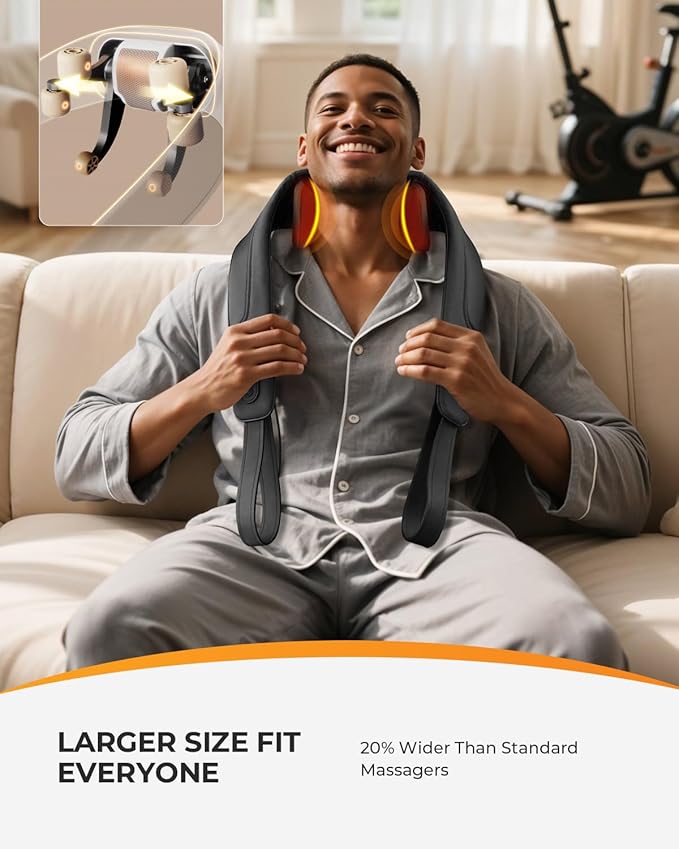 CooCoCo Upgraded Cordless Neck Massager - FSA Eligible, Back Massager for Pain Relief Deep Tissue,Shoulder Massager with Heat,6D Shiatsu Kneading,HSA Electric Rechargeable Massager,Gifts for Men Women