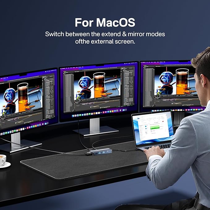 ACASIS USB C Docking Station Dual Monitors,8-in-1 Laptop Docking Station with Dual HDMI +VGA +2 * 5G USB-A/C+3.5MM Audio+PD100W, USB C HUB multiport Adapter for Dell/HP/Lenovo ThinkPad（Gray）