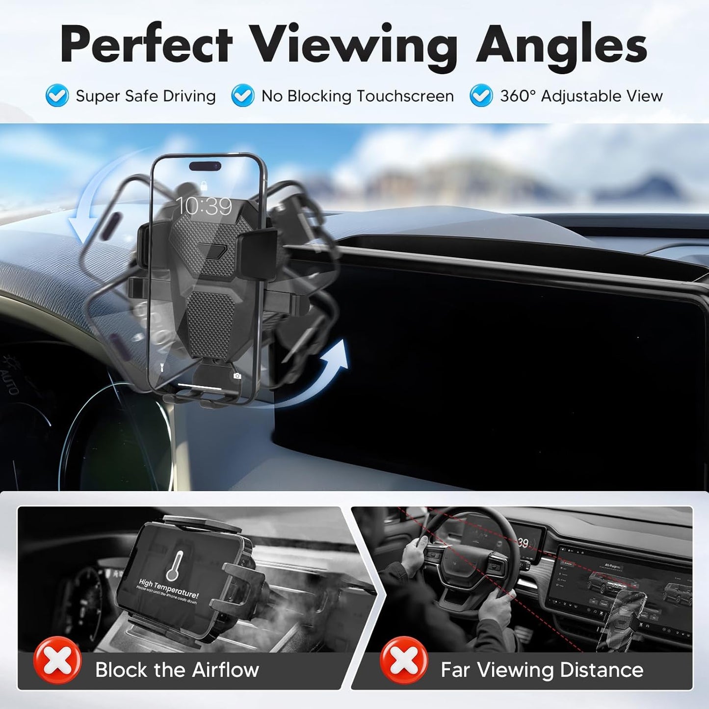 FIILINES Phone Holder for Mazda CX-5 2022-2025 (Fit 10.25" Touch Screen), Phone Mount with Dash Organizer for CX-5 Accessories, 360 Degree Rotation Dash Mount Cell-Phone Holder