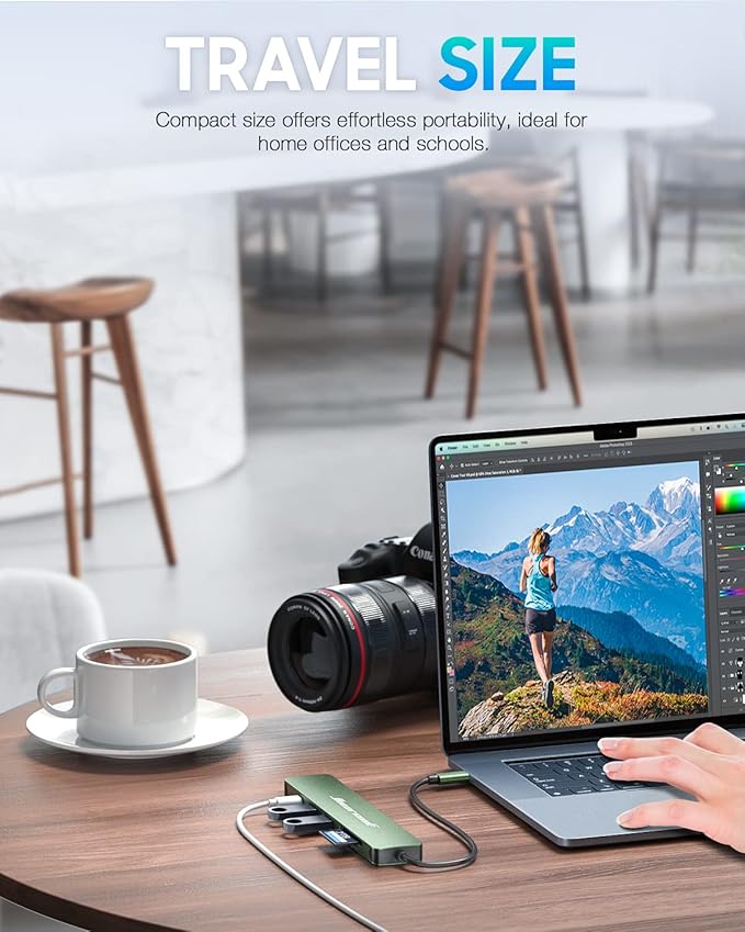 Hiearcool USB C Hub, USB-C Adapter, 7 in 1 USBC to HDMI Multi-Port Adapter Dongle Compatible for Thunderbolt 3 4 MacBook Pro Air Dell Lenovo HP Laptops and Other Type C Devices-Green