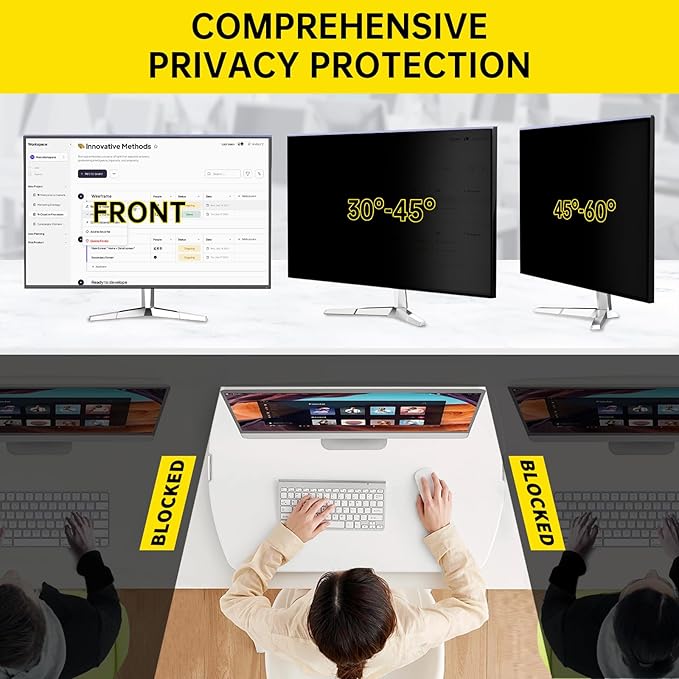 22 Inch Computer Privacy Screen for 16:10 Computer Monitor, Anti-Blue Light Monitor Privacy Screen Filter, Anti-UV Computer Shield, Hanging Type