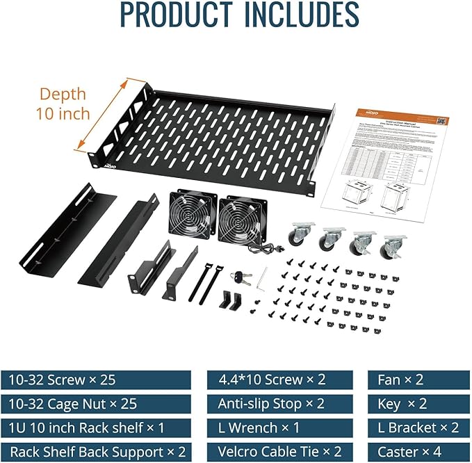 Tecmojo 15U Wall Mount Rack,15U Rack 17.7 Inch Depth,Hold Up to 176 Lbs,Enclosed Wall Mount Rack Kit for 19 Inch Network,Server and AV Gear,Glass Door(Elite Collection)