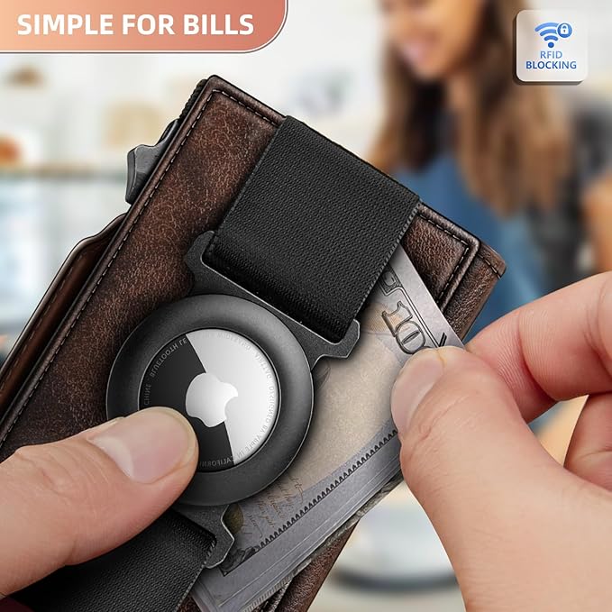 BULLIANT Men Airtag Wallet,Slim Front Pocket Wallet Money Clip for Men Gift 3.8"x2.7",Pop-up Access