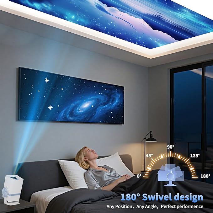 Dess Mini Projector,Portable projector can be powered by power bank,outdoor projector with Wifi6 and bluetooth,Movie projector,180° Rotatable, Auto Keystone Correction hometheater proyector,T1(White)