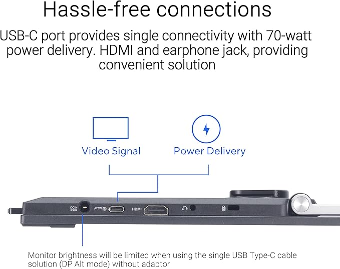 ASUS ZenScreen 27” 1440P Transportable Monitor (MB27ACF) - QHD (2560 x 1440), IPS, 100Hz, USB-C PD 70W, Speakers, Carrying Handle, Kickstand, C-clamp, Sub-woofer, 2.1 Channel Audio, 3 yr Warranty