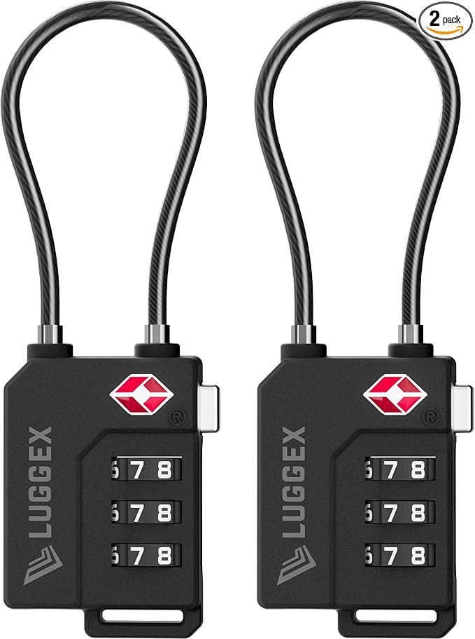 LUGGEX TSA Locks for Luggage, Suitcase Locks TSA Approved, Luggage Locks, Ease of Use & Durable(Black,2 Pack)