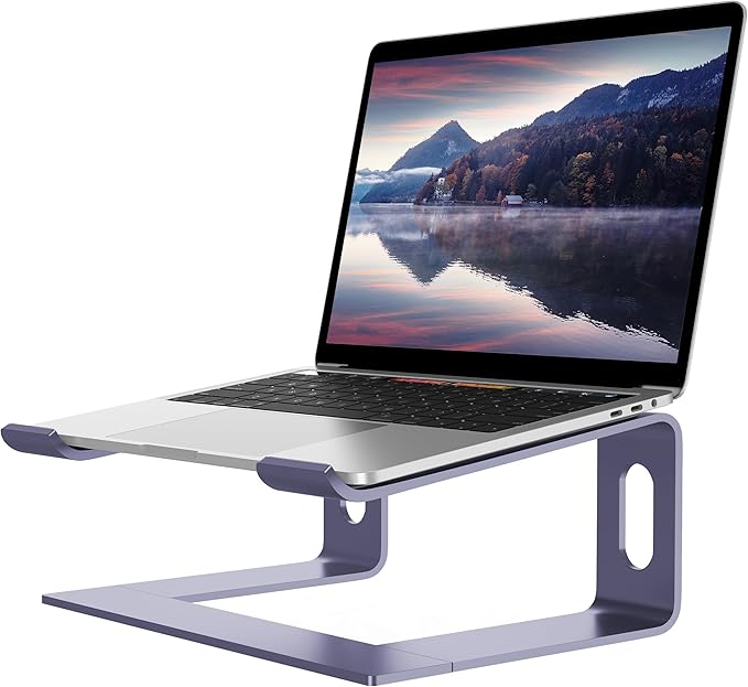 ALASHI Laptop Stand for Desk, Aluminum Computer Riser, Ergonomic Notebook Holder, Detachable Metal Laptops Elevator, PC Cooling Mount Support 10 to 15.6 Inches Notebook, Light Purple