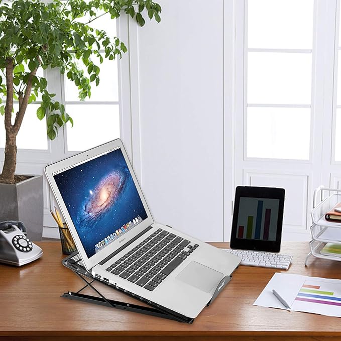 IMAGE Laptop Stand,Large Version Foldable Portable Ventilated Desktop Laptop Stand Holder, Adjustable 12 Angle Points Stand, A3 Compatible with 10" ~ 17" Notebooks, AGPtek/Huion LED Light Box Pad