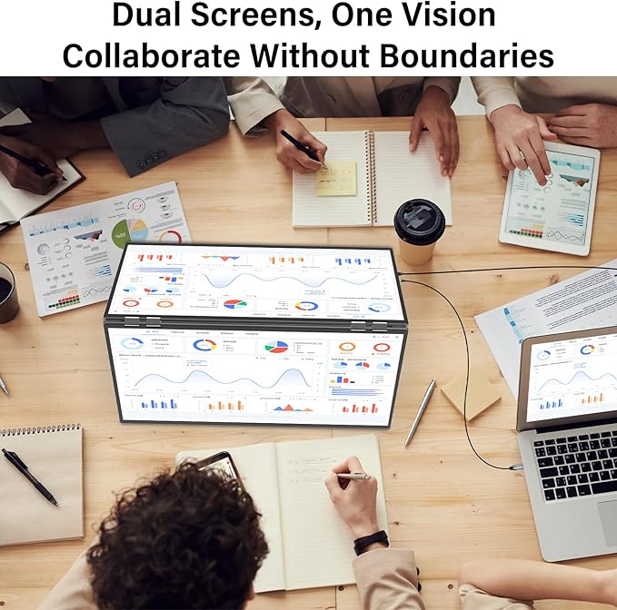 InnoView 23.8" 2K Dual Mnonitor Built-in Speakers QHD 2560 x 1440P Laptop Screen Extender 315°Adjustable Dual Monitor for MacBook Windows with DP Type-C HDMI Double Foldable Monitors(No Driver Needed)