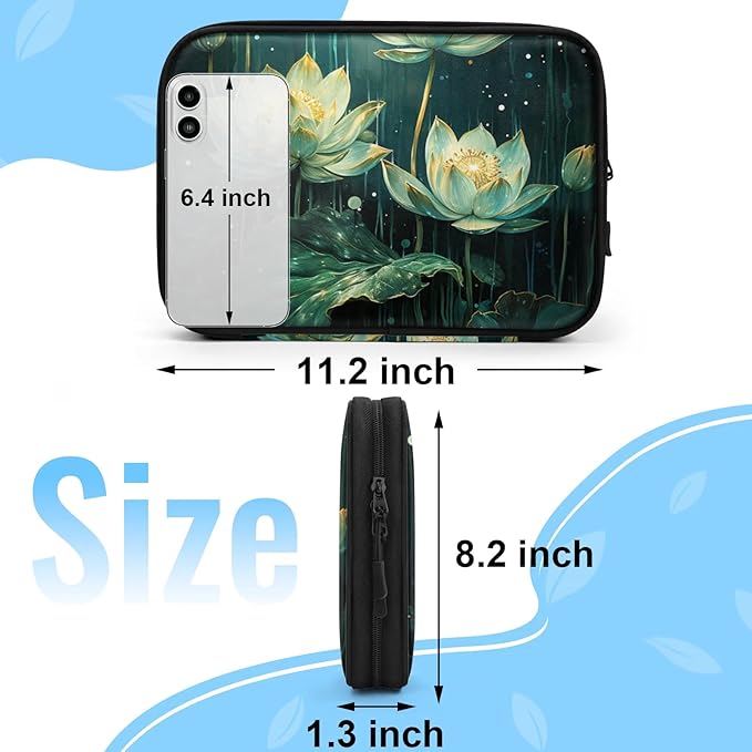 Cyan Lotus Flowers Electronics Travel Organizer Case, Tech Accessories Cable Storage Bag for Cords, Charger, Phone, Hard Drive