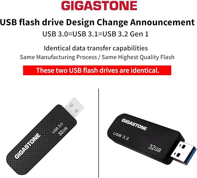 GIGASTONE 32GB Flash Drive (10 Pack) Z30 USB 3.2 Gen 1, 80MB/s Ultra Fast, Keychain Loop, Carbon Fiber Style, Push-Pull Design, Data Storage, Backup for PC/Mac/TV/Car, USB 2.0/3.0/3.1 Compatible