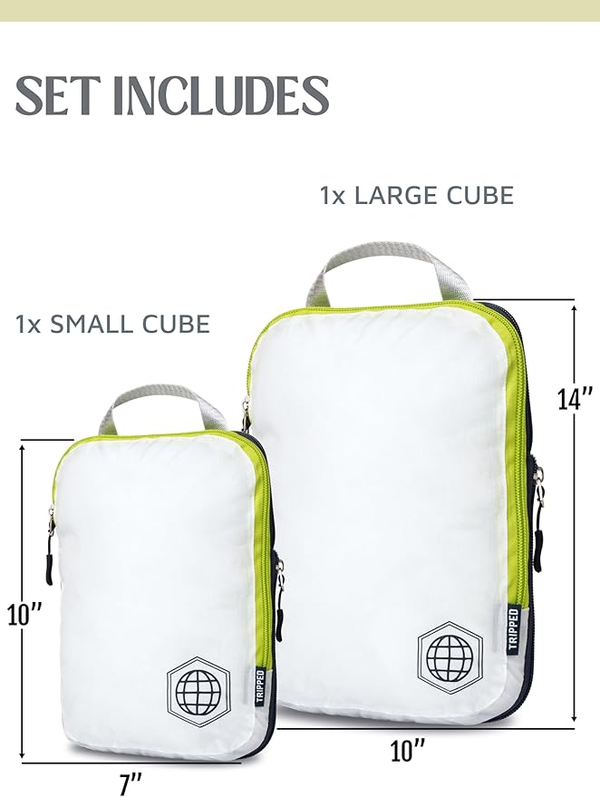 Compression Packing Cubes Set for Travel - Lightweight, Durable Clothes Organizer for Carry-On Luggage and Suitcases by TRIPPED Travel Gear
