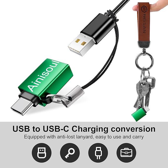 USBC to USB Adapter 8 Pack,USB to Type C Adapter,C Male to USBA Female,USB Charging Cable Converter for MacBook,iPhone 16 15,iPad,Samsung Galaxy and More,Green
