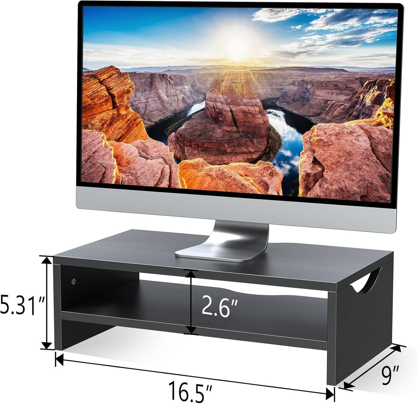 Zimilar Monitor Stand, 2-Tier Laptop Computer Monitor Stand Riser for PC, iMac, Desktop Wooden Screen Stand with Storage Organizer for Home Office