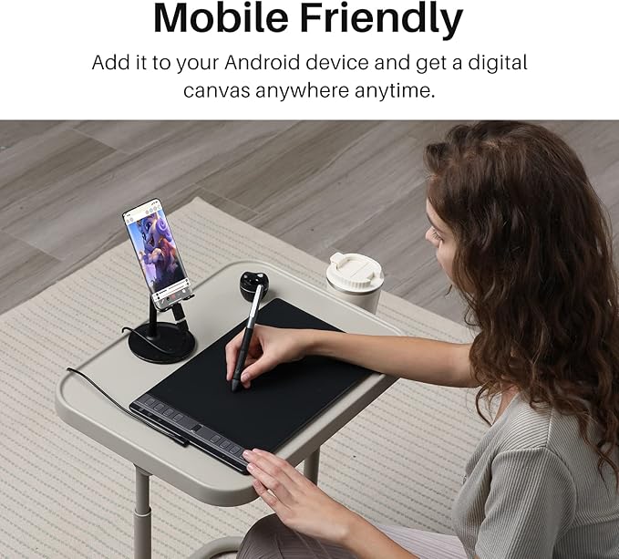 2023 HUION Inspiroy 2 Large Drawing Tablet, 10x6inch Art Tablet with Scroll Wheel 3-Set 8 Customized Keys Battery-Free Stylus, Graphics Tablet for Drawing, Design, Work with Mac, PC & Mobile, Black