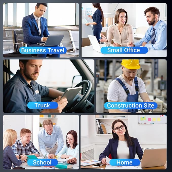 Inkless Portable Thermal Printer for Travel, Bluetooth Mobile Compact Printer Wireless Support 8.5" X 11" US Letter & A4 Size, Compatible with iPhone Android Laptop for Home Car Office