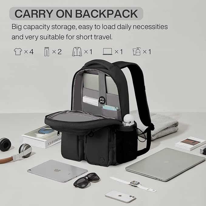 mixi Travel Laptop Backpack, Lightweight Durable School Bookbag Men Woman 15.6" Computer Bag, Water Resistant Outdoor Hiking Backpacks With Multifunction Pockets, 17 Inch, Black