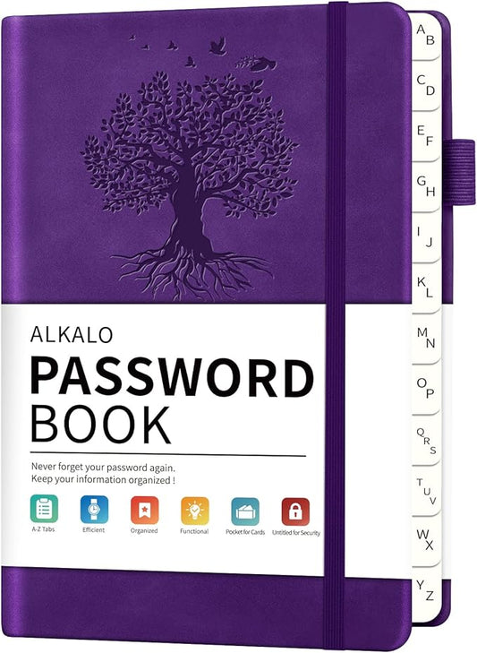 Password Book with Alphabetical Tabs, 4.5"x5.9"Small Pocket Password Keeper Book, 160 Pages/100GSM Hardcover Notebook, Password Organizer for Internet Website Address Login