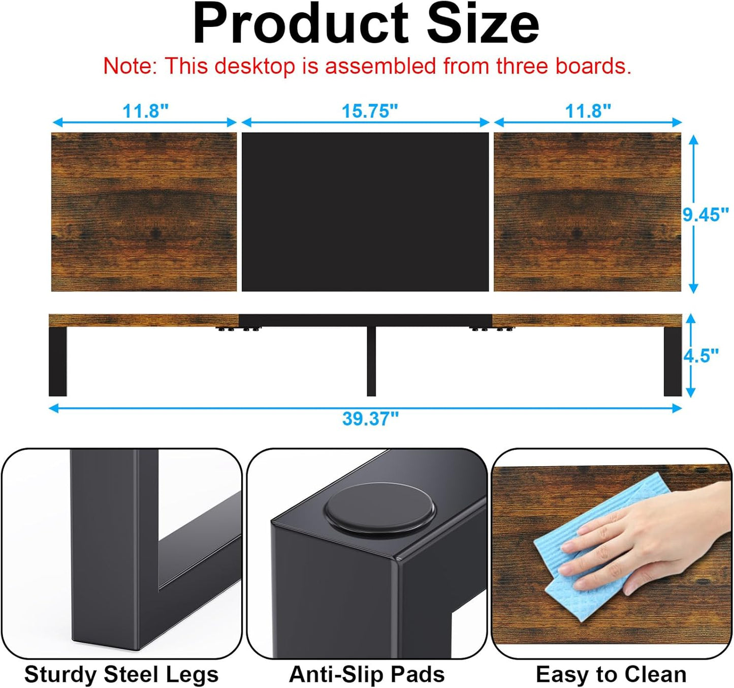 Zimilar Dual Monitor Stand Riser, Large Monitor Stand for Desk, Wood Monitor Riser with Storage Organizer for Home Office, Monitor Stands for 2 Monitors, Desktop Wooden Monitor Riser for Computer