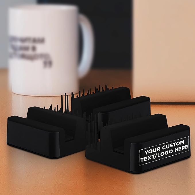 DISCOUNT PROMOS Custom Light Up Logo Phone Stands Set of 100, Personalized Bulk Pack - Essential Smartphone Accessory, Perfect for Office and Home - Black