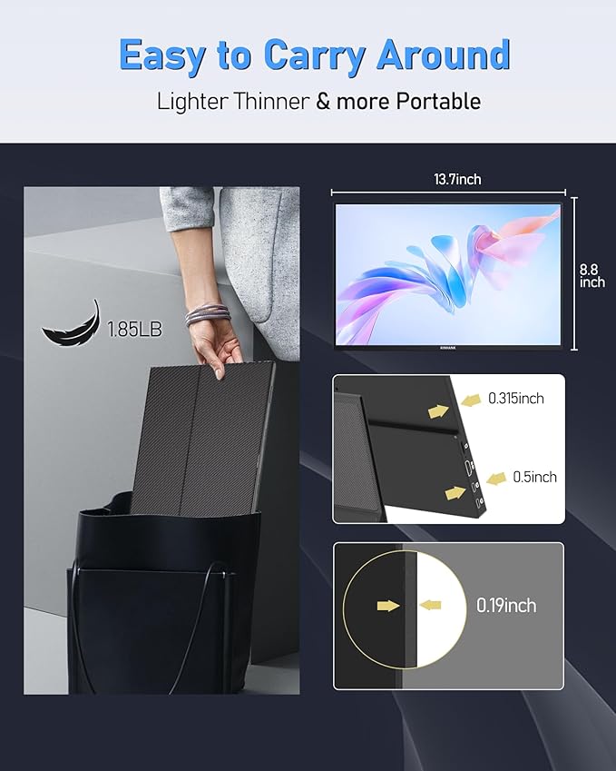 16" Smart Portable Monitor with Google TV OS, 2.5K QHD (2560x1600) 144Hz Display, 500 Nits Brightness, 100% sRGB, Wi-Fi/Bluetooth, USB-C/HDMI External Screen for Laptop/PC/Gaming Console