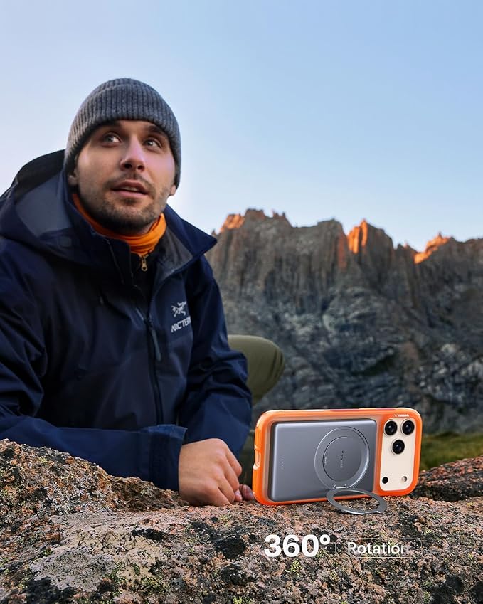 TORRAS Ostand MiniMag Power Bank, 5,000mAh Ultra Slim Magnetic Portable Charger with Stand, Fast Charging for iPhone Air Wireless Mag-Safe Battery Pack for iPhone 17/17 Pro/17 Pro Max/16/15/14, Gray