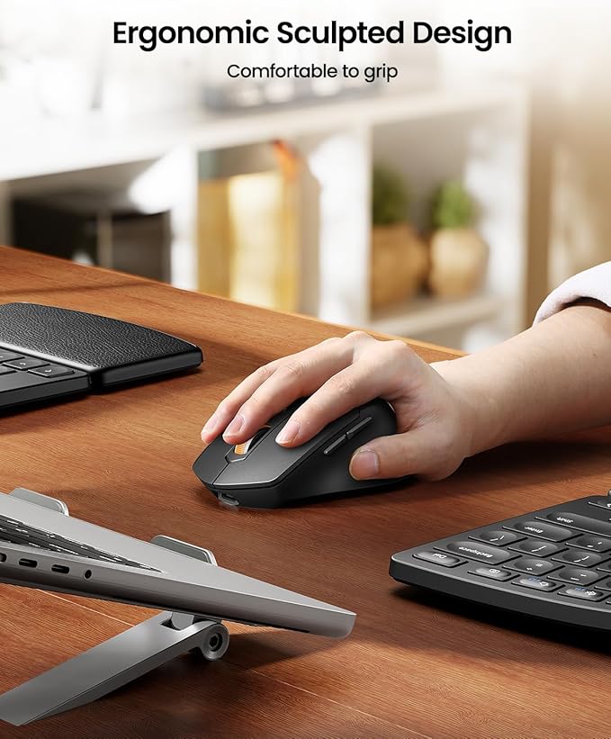 ProtoArc Ergonomic Keyboard Mouse, EKM04 2.4GHz Wireless Ergo Keyboard Mouse Combo with Separate Numeric Keypad, Split Design, Hard Wrist Rest, Rechargeable, for Windows Desktop/PC/Laptop