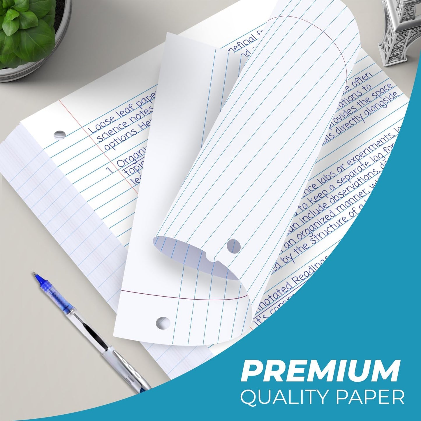 Loose Leaf Paper Bulk, 3600 Sheets, 24 Pack, College Ruled Sheets, 8 x 10.5", 150 Sheets/Pack, 3 Hole Punch, Bulk Notebook Paper, Filler Sheets, Fits Standard Binders, Fights Ink Bleed, White