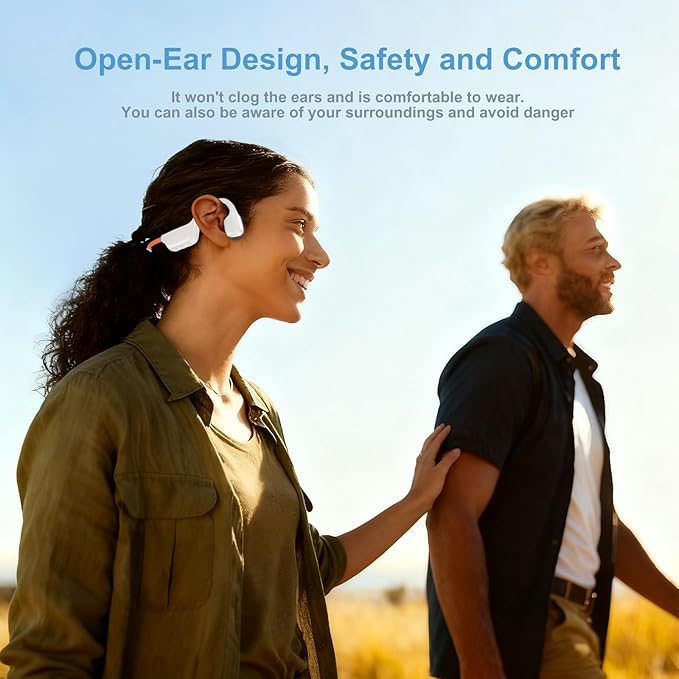 Swimming Headphones, IPX8 Waterproof Bone Conduction Headphones with Built-in MP3, Open Earphones Underwater Swim Earbuds with Bluetooth Sport Headsets for Swimming Pool Running Cycling-Beige