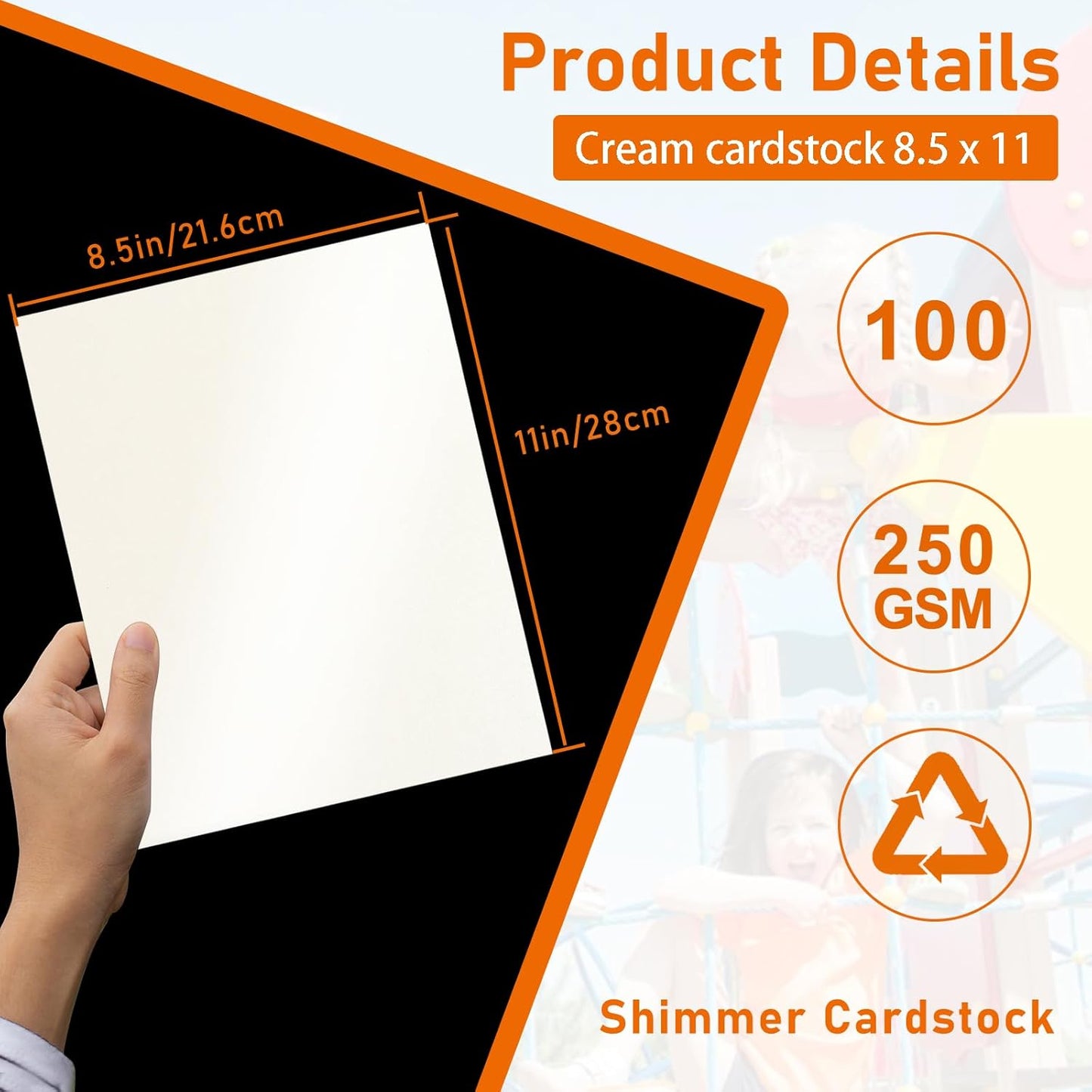 100 Sheets Cream Shimmer Cardstock 8.5 x 11 Off White Paper, 92lb Heavyweight Ivory Paper Card Stock for Business Cards, Invitations, Crafting, Thank You Cards, Making Card, Menus