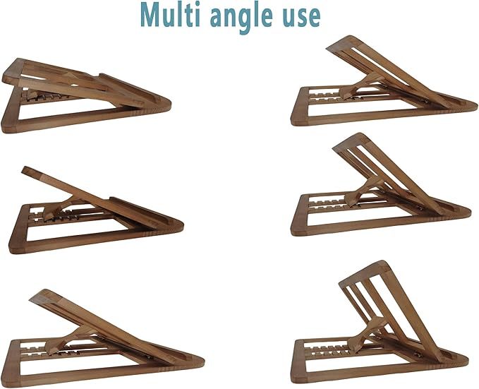Wooden Laptop Stand for Desk & Wood - Style Laptop Stand, Foldable and Adjustable Ergonomic Notebook, Book, Phone & Tablet Stand, 6 - Gear Angle Adjustment, Cooling for 10-15.6 Inch
