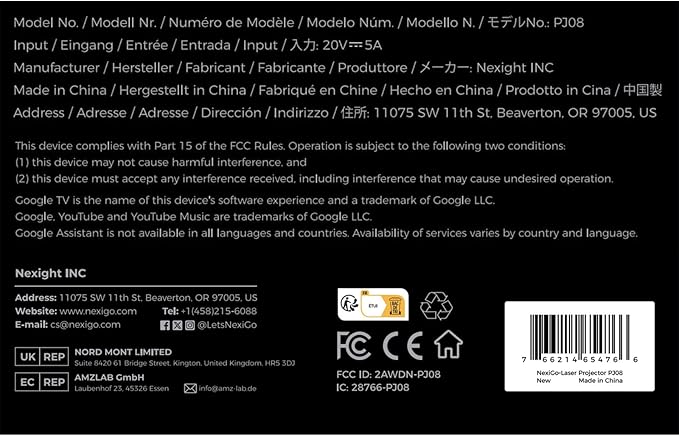 NexiGo Nova Mini, Portable Laser Projector, Google TV w/Netflix, 1080p FHD, 1200 Lumens, 15000:1 Contrast w/SAE, 3D, Auto Setup, 150" Display, 8W Dolby Audio, Portable for Home & Outdoor