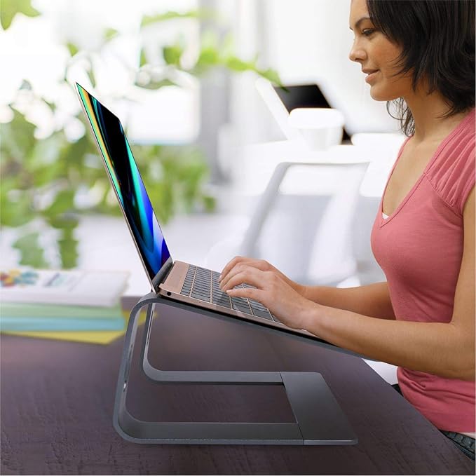 MacBook Pro/Air HP Lenovo Samsung Huawei Laptop Riser: Gray Aluminum Ergonomic Mount for 10-17.3' Laptops