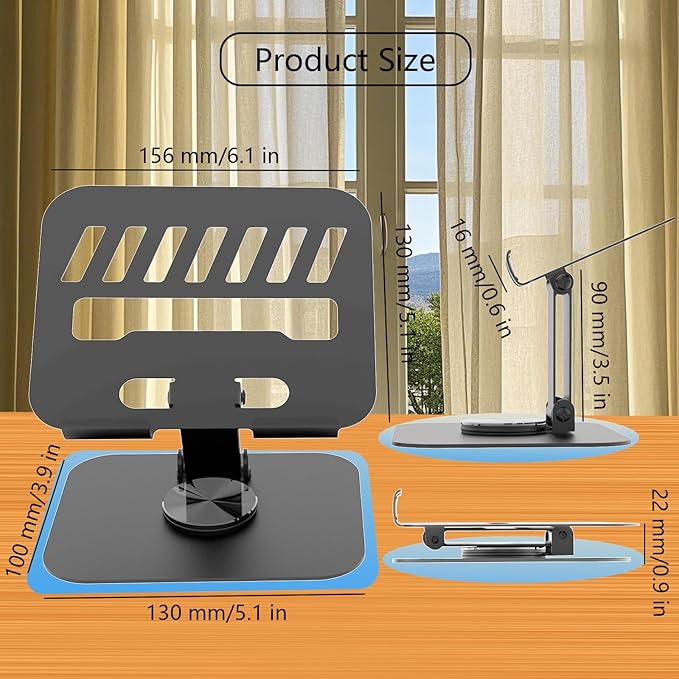 Larger Metal Tablet Stand, Adjustable 360° Rotation Tablet Holder Compatible with 4-16" Tablet Such as iPad Pro, iPad Air, iPad Mini, Tab S10 Ultra, Grey