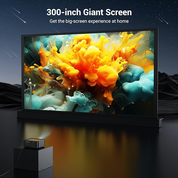 Official Licensed Netflix 1500 ANSI Smart Projector, HAPPRUN 4K Projector with Wifi and Bluetooth, DoIby Audio,Native1080P,Built-in Apps, ,Electric Focus,Movie Projector for Home Cinema,Outdoor,Indoor