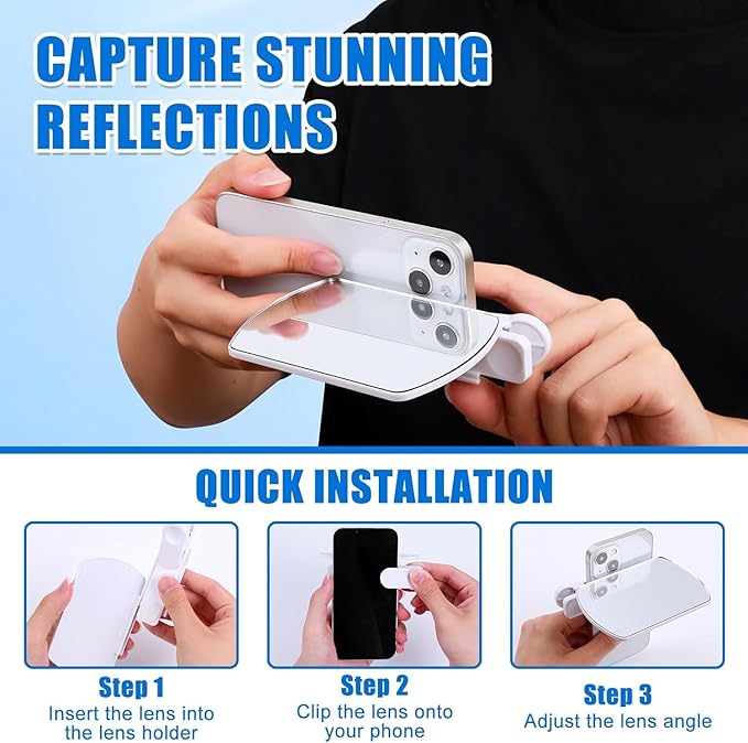 Weseecase Mirror Reflection Camera Clip Kit for Smartphone, Adjustable Selfie Reflector, 2025 Model (White)