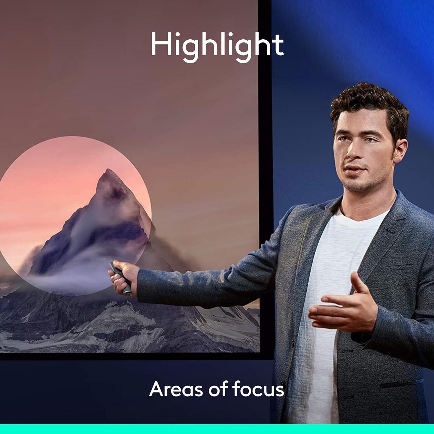 Logitech Spotlight Presentation Remote - Universal Wireless Presentation Clicker with Laser Pointer, Advanced Digital Highlighting, Bluetooth, 30 m Range and Quick Charging - Black