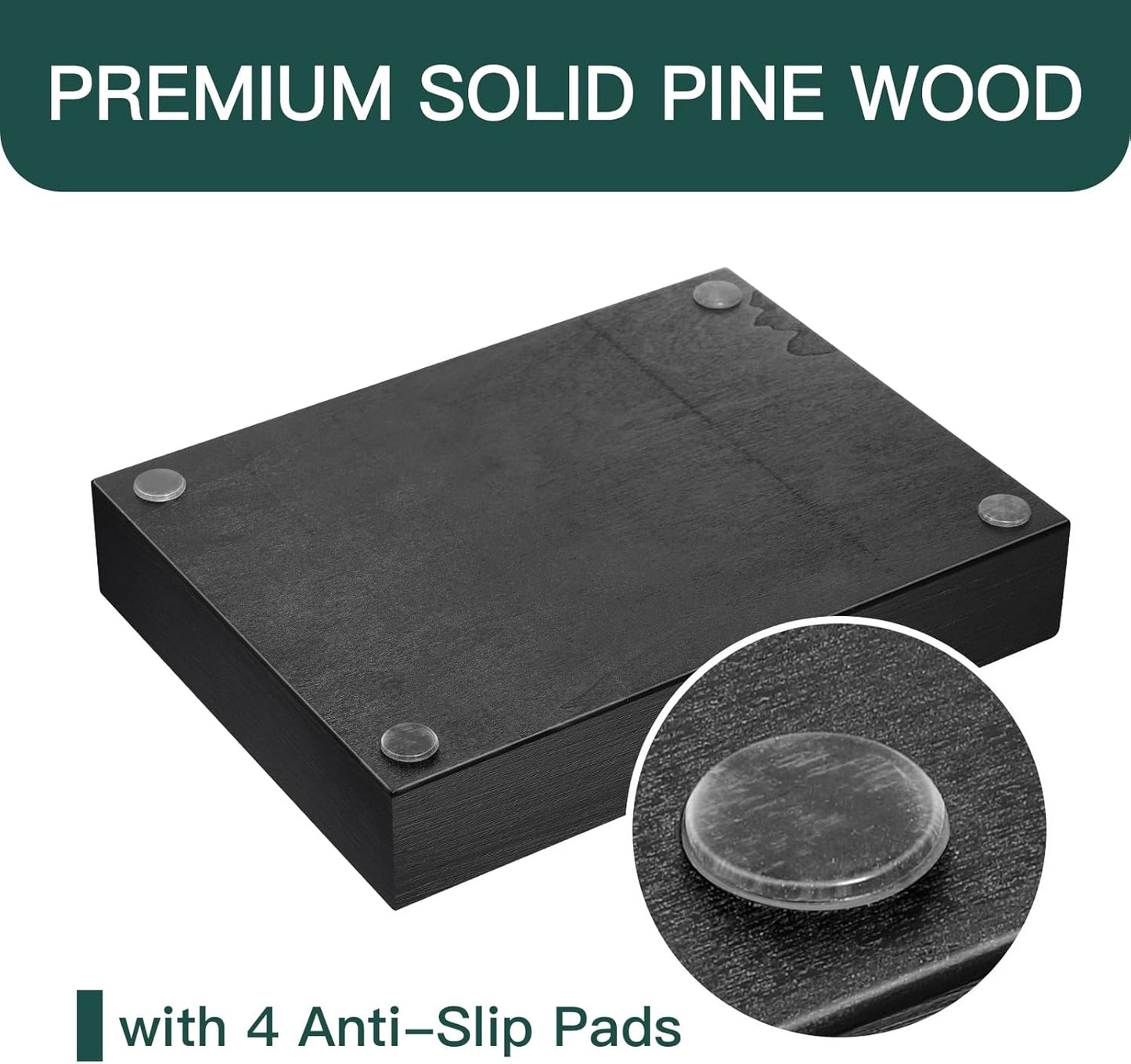 Desk Drawer Organizer Tray with 9 Adjustable Compartments, Wooden Office Desk Accessories Supplies Organization Storage for Desktop Bathroom Vanity Makeup Black