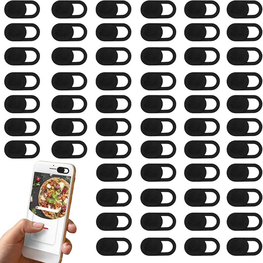60 Pcs Webcam Cover Slide Universal Ultra Thin Laptop Camera Cover Slide Web Camera Covers Blocker Slider Protect Your Visual Privacy Cell Phone Accessories for Laptop Computer (Black)