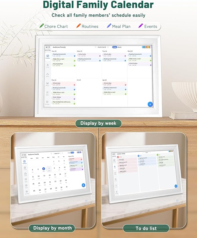 Digital Wall Calendar with Touchscreen, 15.6 inch Smart Calendar, Electronic Calendar for Family, WiFi Family digital calendar Chore Chart, Wall Planner, WiFi Digital Picture Frame