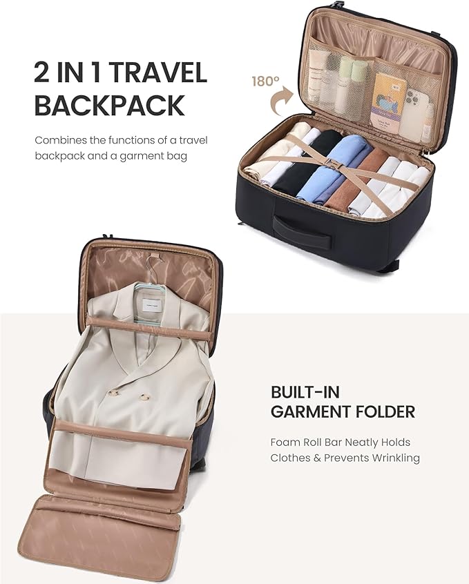 LOVEVOOK Travel Backpack for Women Men with Garment Bag, 50L Carry on Backpack as TSA Personal Item Flight Approved, Luggage Daypack Fits 17.3" Laptop, Overnight Business Weekender Travel Essential