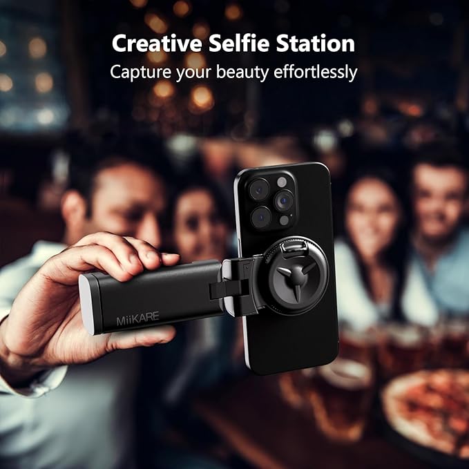 MiiKARE Travel Essentials Magnetic Airplane Phone Holder, Universal Handsfree Phone Mount for Flying with 360 Degree Rotation, Travel Must Haves Phone Stand for Desk, Tray Table, Black