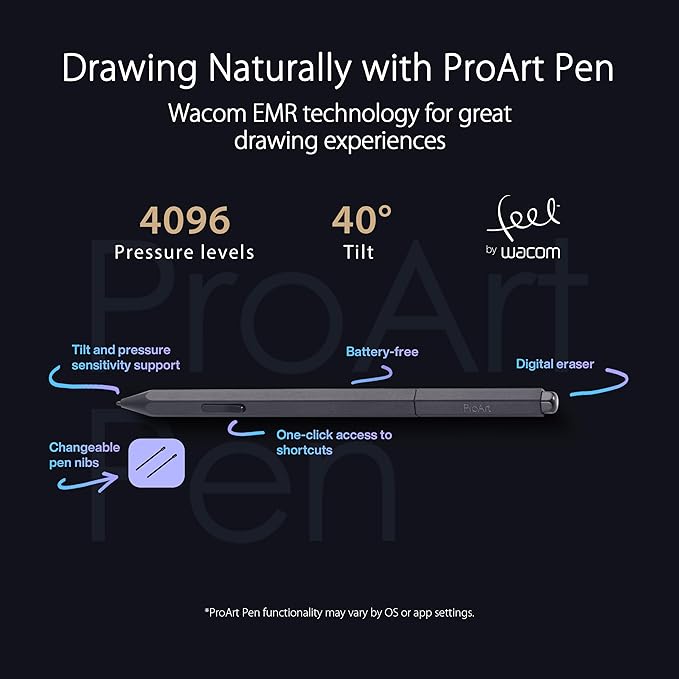 ASUS ProArt Display 15.6” 4K Pen Display (PA169CDV) – IPS, UHD (3840 x 2160), WACOM Feel EMR, 100% sRGB, Calman Verified, Pantone Validated, Speakers, USB-C, 10-Point Touch, Dial, 3 Year Warranty