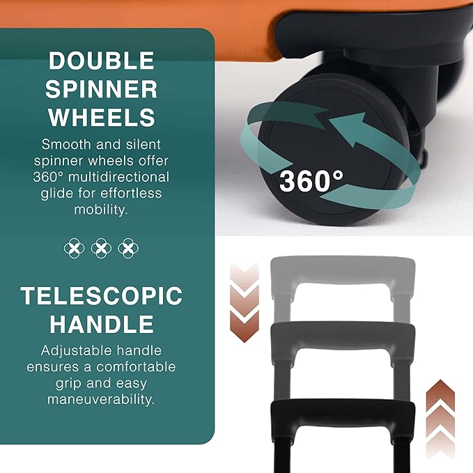 Luggage Sets 2 Piece, 24 Inch Suitcase and 28 Inch Luggage with Spinner Wheels, Durable Hard Shell Suitcase Set, Expandable Travel Suitcases with Wheels, Orange